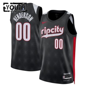 Maillot NBA Portland Trail Blazers Scoot Henderson Nike 2024-25 City Edition Noir Swingman - Enfant